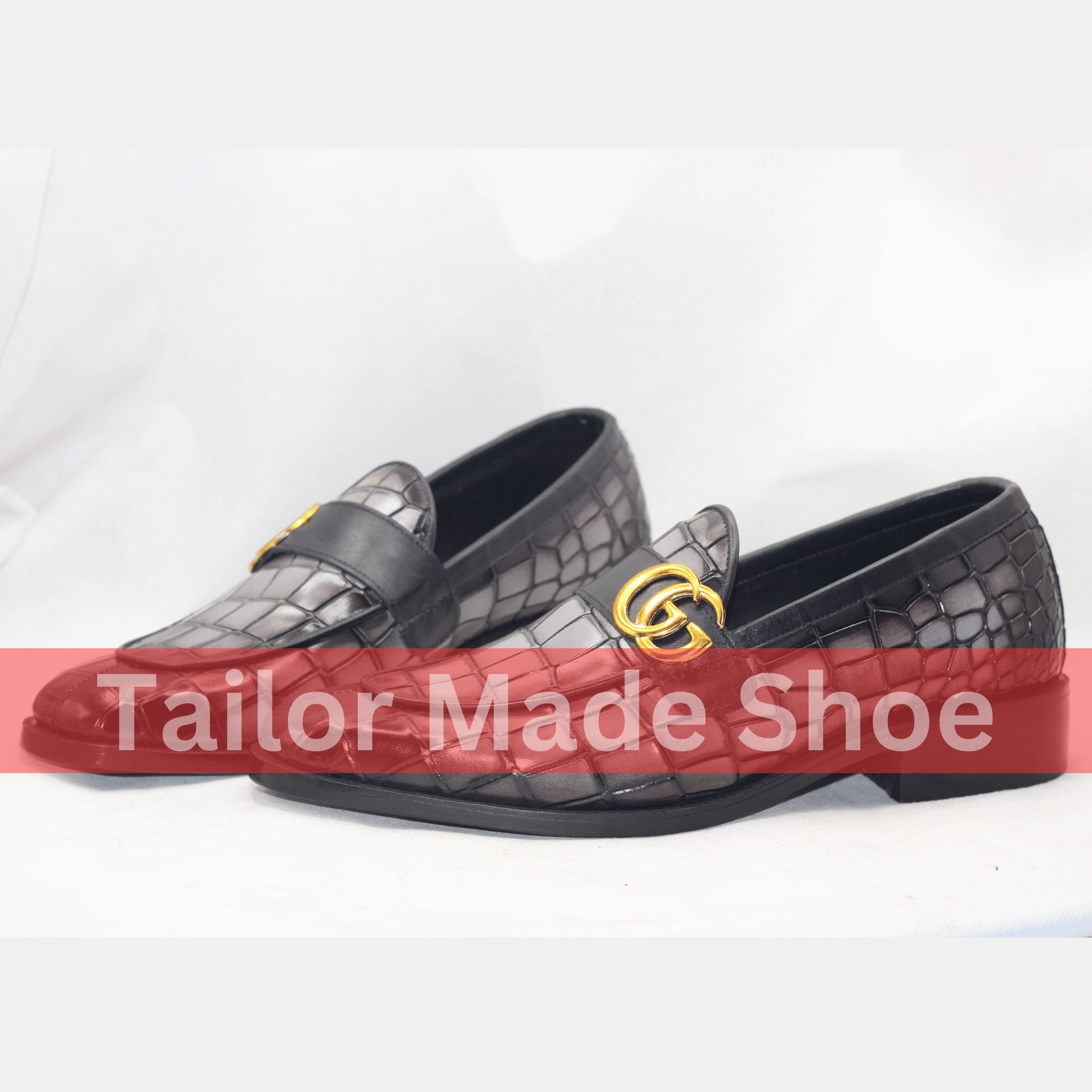 Bespoke Black & Gray Loafers with Gold Detail Tailor Made Handmade Leather Loafers - Luxury Footwear for Men- Premium Wedding & Formal Footwear Second Hand Loafers