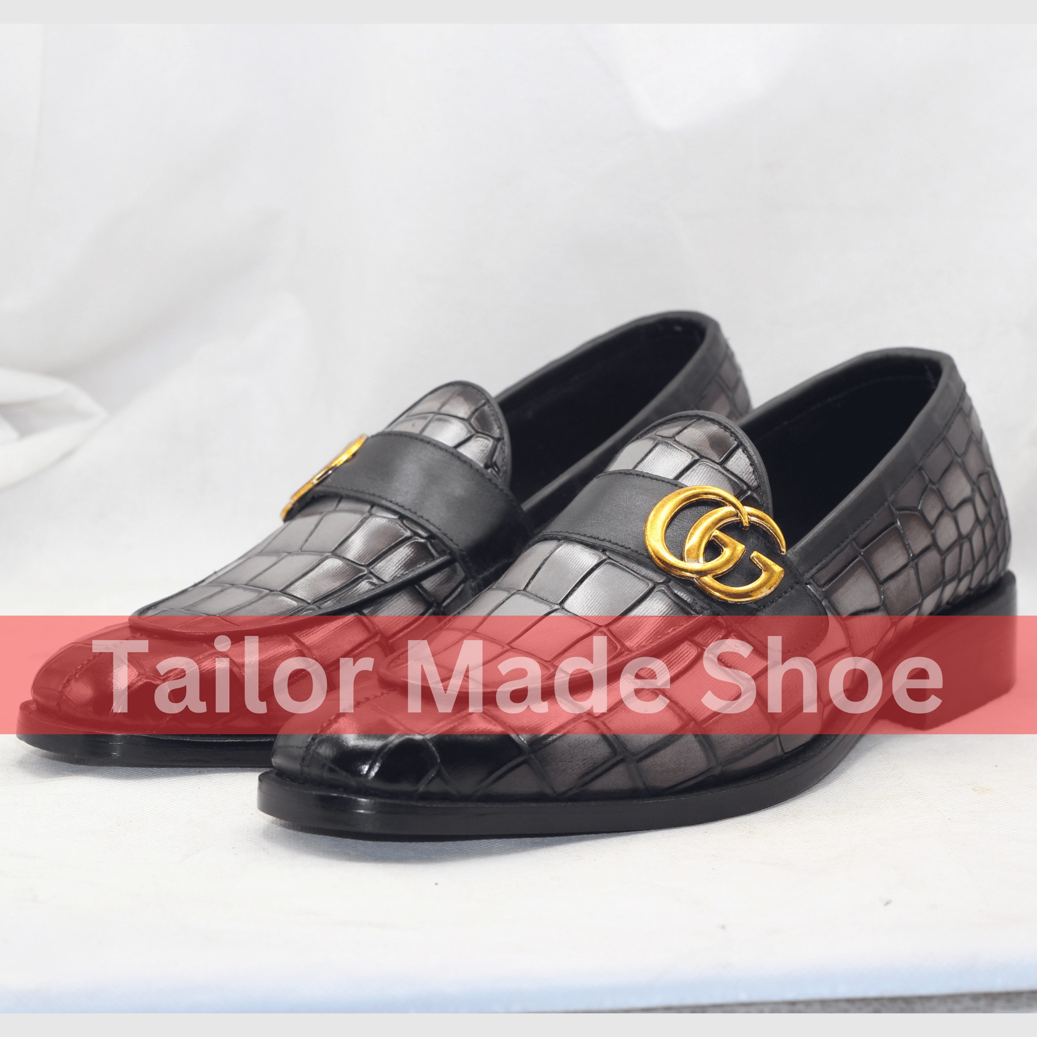 G.h. Bass Weejuns Loafers Bespoke Black & Gray Loafers with Gold Detail Tailor Made Handmade Leather Loafers - Luxury Footwear for Men- Premium Wedding & Formal Footwear
