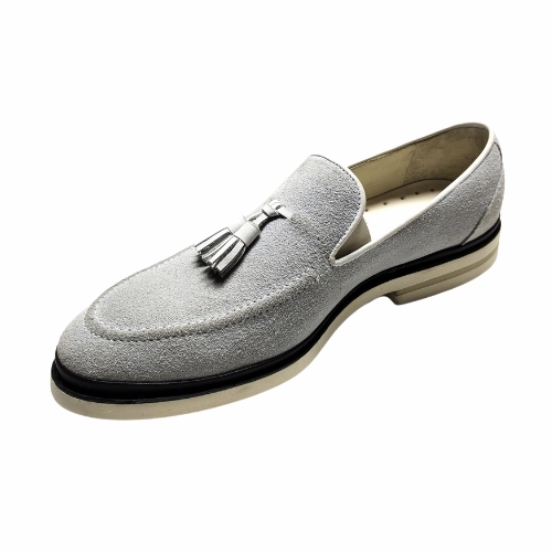 Vagabond Chunky Loafers Bespoke Shoes, Handmade Shoes, Custom Made Shoes, Goodyear Welted Handstiched Gray Suede Loafers Slip On Moccasins Women's and Men's Dress Shoes