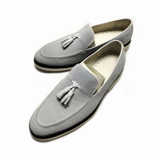 Bespoke Shoes, Handmade Shoes, Custom Made Shoes, Goodyear Welted Handstiched Gray Suede Loafers Slip On Moccasins Women's and Men's Dress Shoes Loafers That Feel Like Sneakers