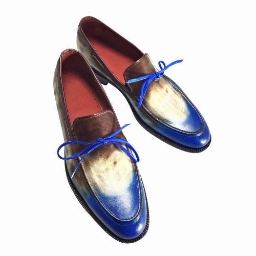 Bespoke Shoes, Handmade Shoes, Custom Made Shoes, Goodyear Welted Handstiched Handpainted Hand Dyed Flame Treated Multi Tone Leather Loafers Slip On Moccassin Womens and Mens Unique Design Shoes Beckett Simonon Loafers Reddit