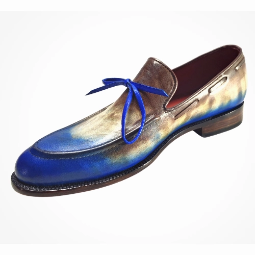Bespoke Shoes, Handmade Shoes, Custom Made Shoes, Goodyear Welted Handstiched Handpainted Hand Dyed Flame Treated Multi Tone Leather Loafers Slip On Moccassin Womens and Mens Unique Design Shoes Loafers Baltimore
