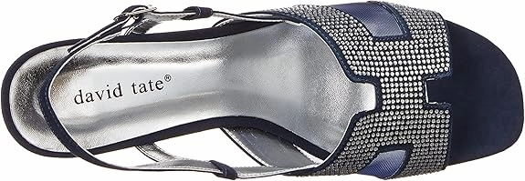 David Tate Rain Navy Nova Suede Block Heeled Casual Women's Sandals Snow Leopard Slippers Worth