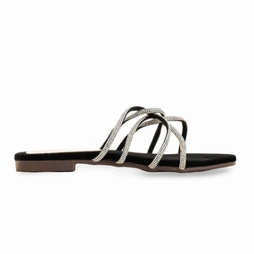 Black Casual Slipper For Ladies CL1972 Unique Flat Shoes