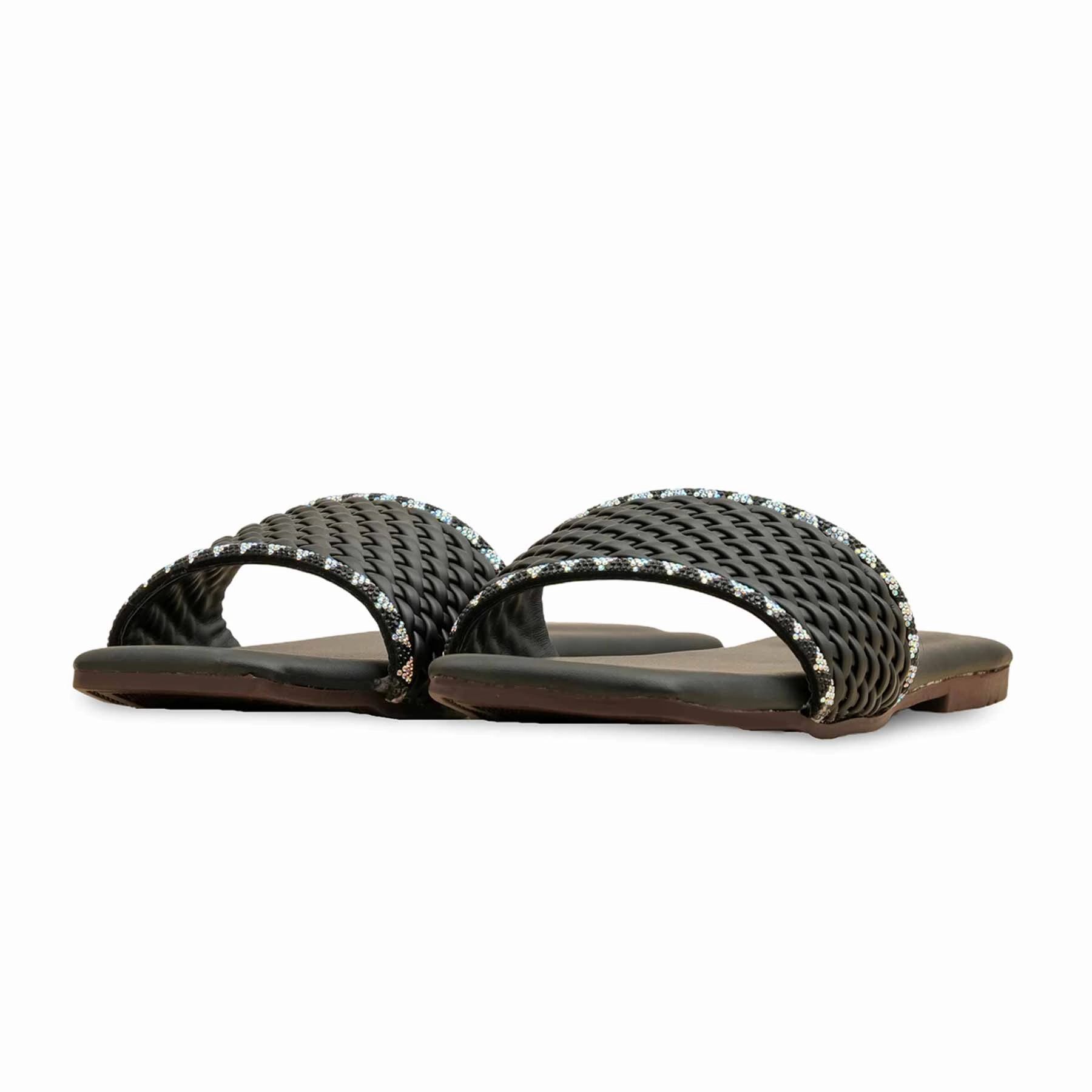 Glass Slippers Black Casual Slipper For Ladies CL2117