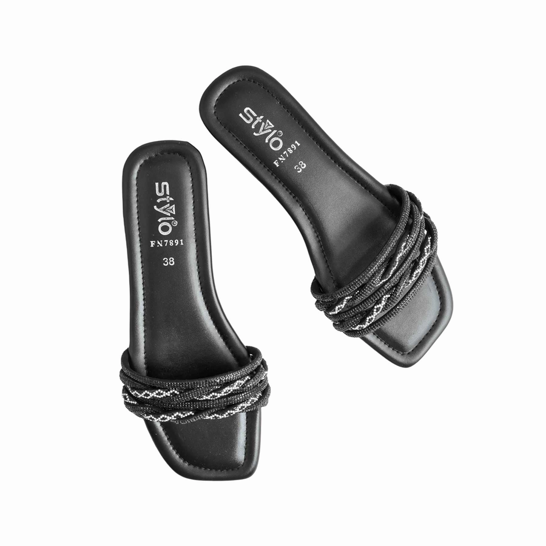 Black Fancy Slipper FN7891 Inexpensive House Slippers