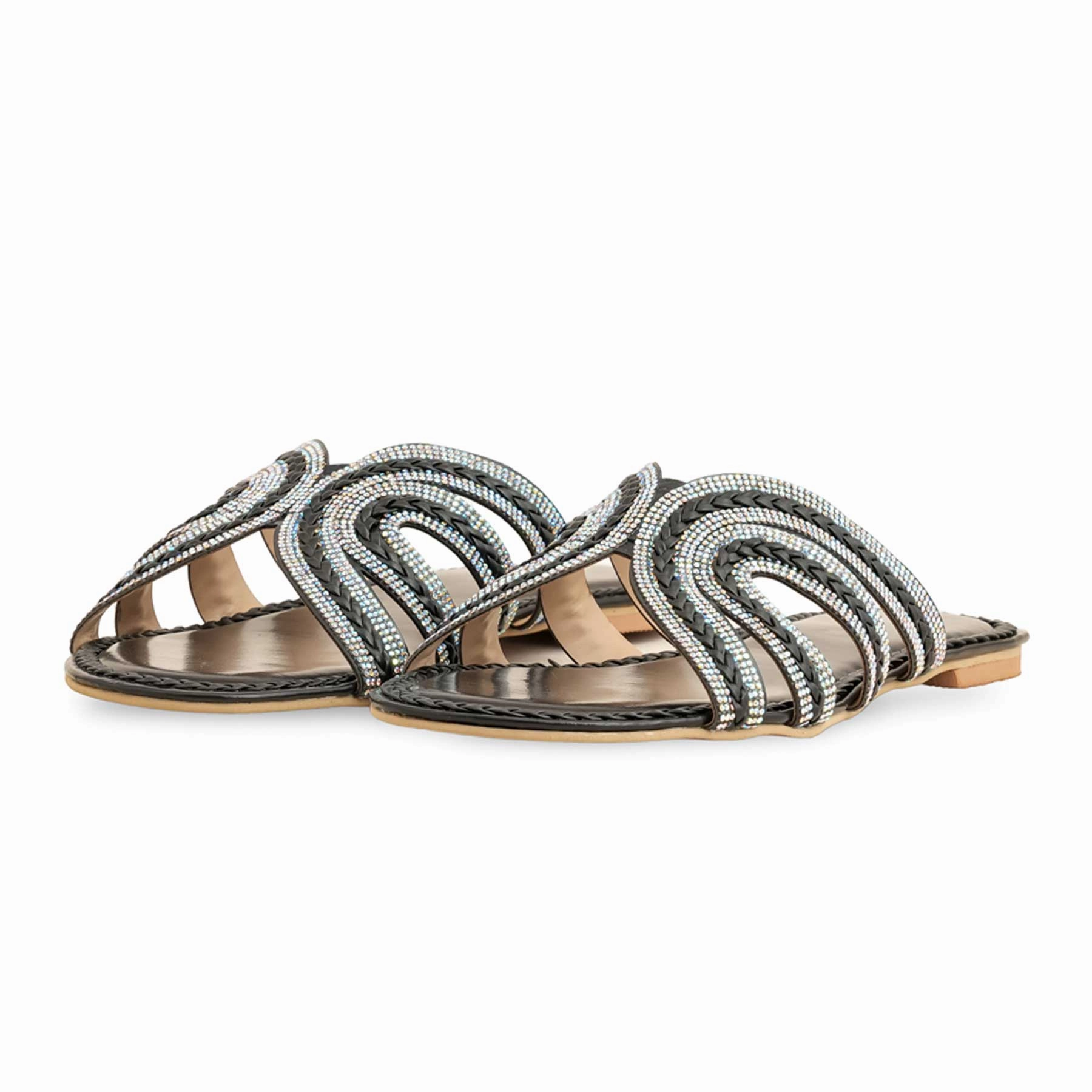 Black Fancy Slipper For Ladies FN7937 Comfy Air Slippers