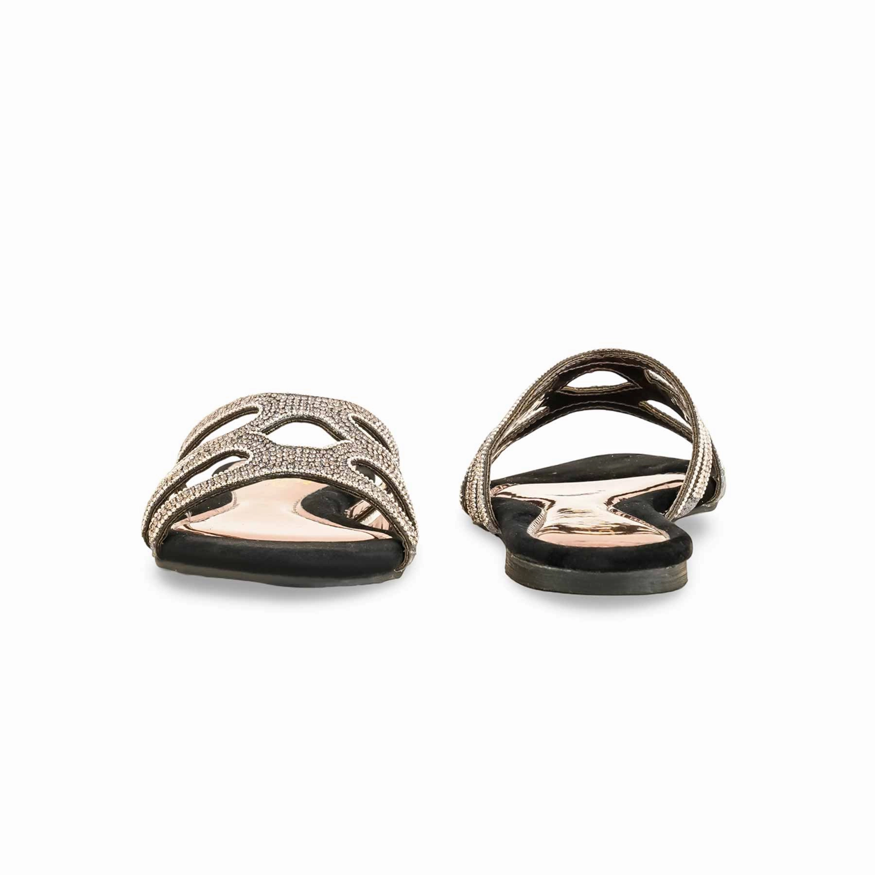 Black Fancy Slipper For Women FN7932 Isotomer Ballet Slippers With Rubber Sole