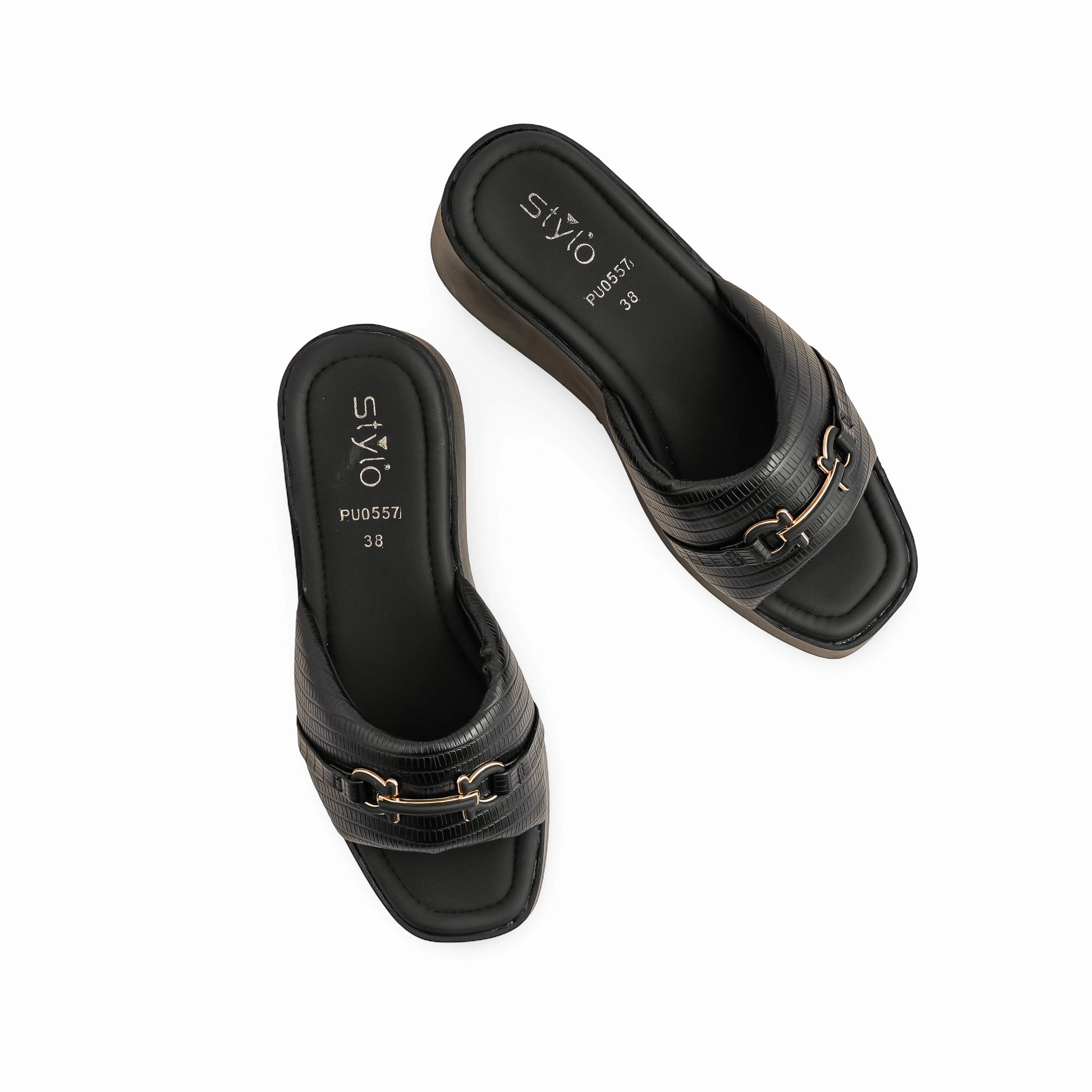 Black Formal Slipper PU0557 Boudoir Slippers