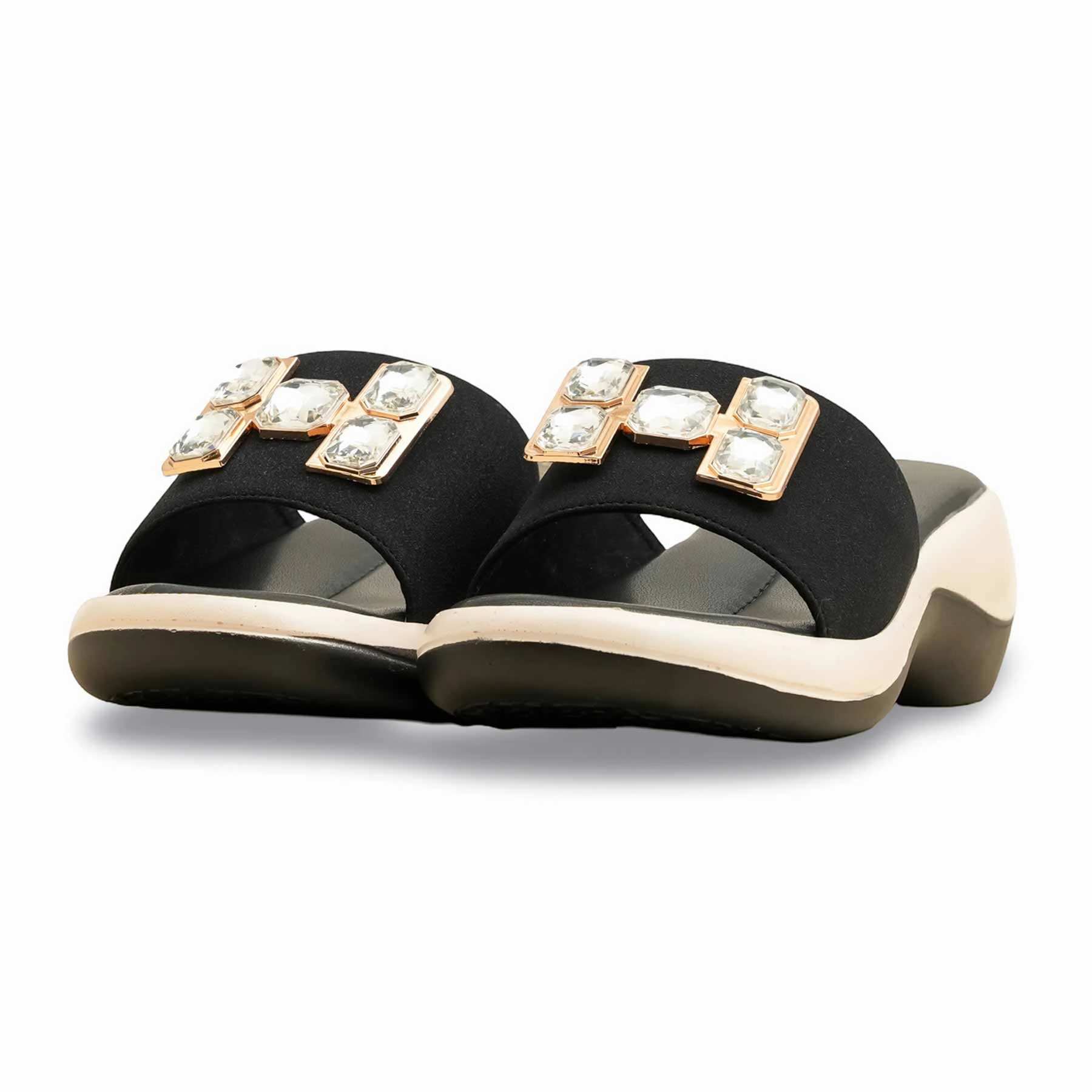 Black Formal Slipper PU0614 Kitten Heel Slippers