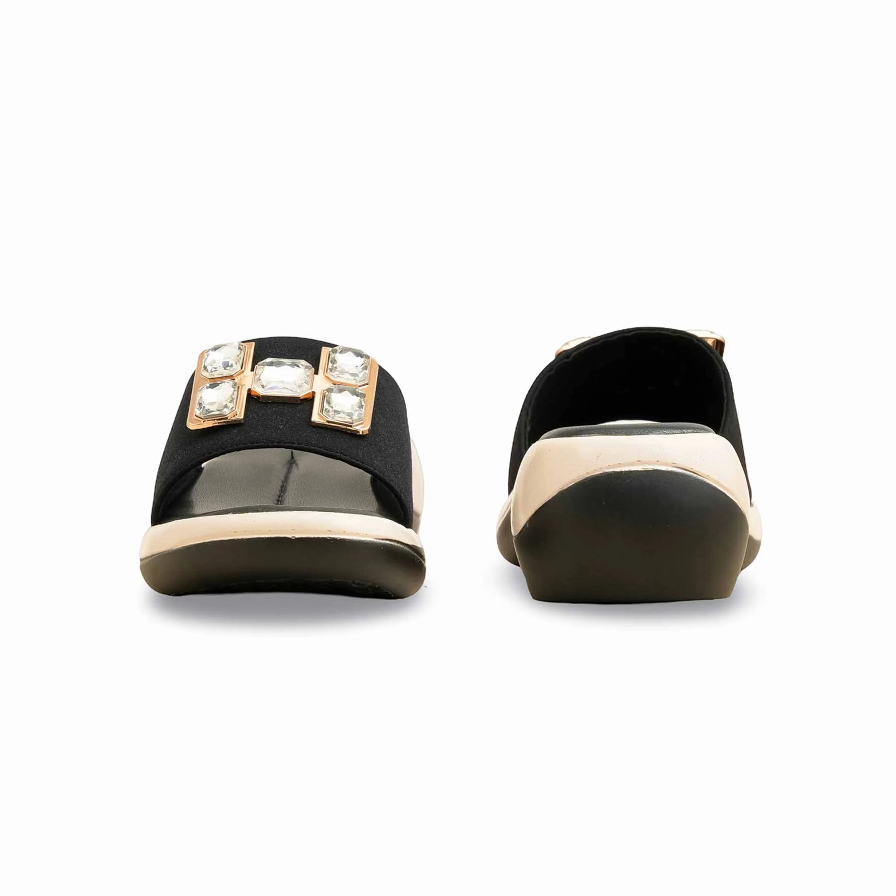 Silver Slippers For Seniors Black Formal Slipper PU0614