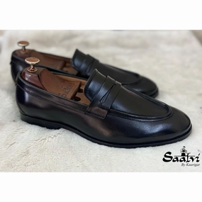 Black Penny Loafers Logo Loafers