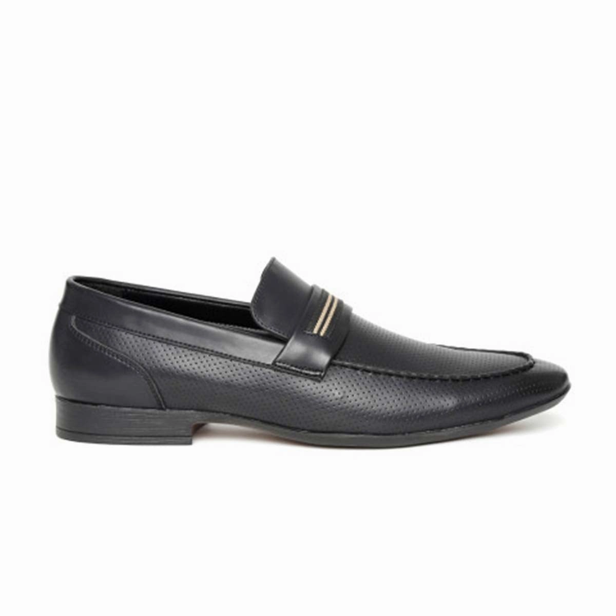Black Punched Formal Loafers Summer Suede Loafers