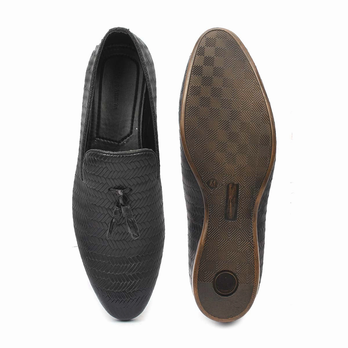 Childrens Loafers Black Textured Tassel Loafers