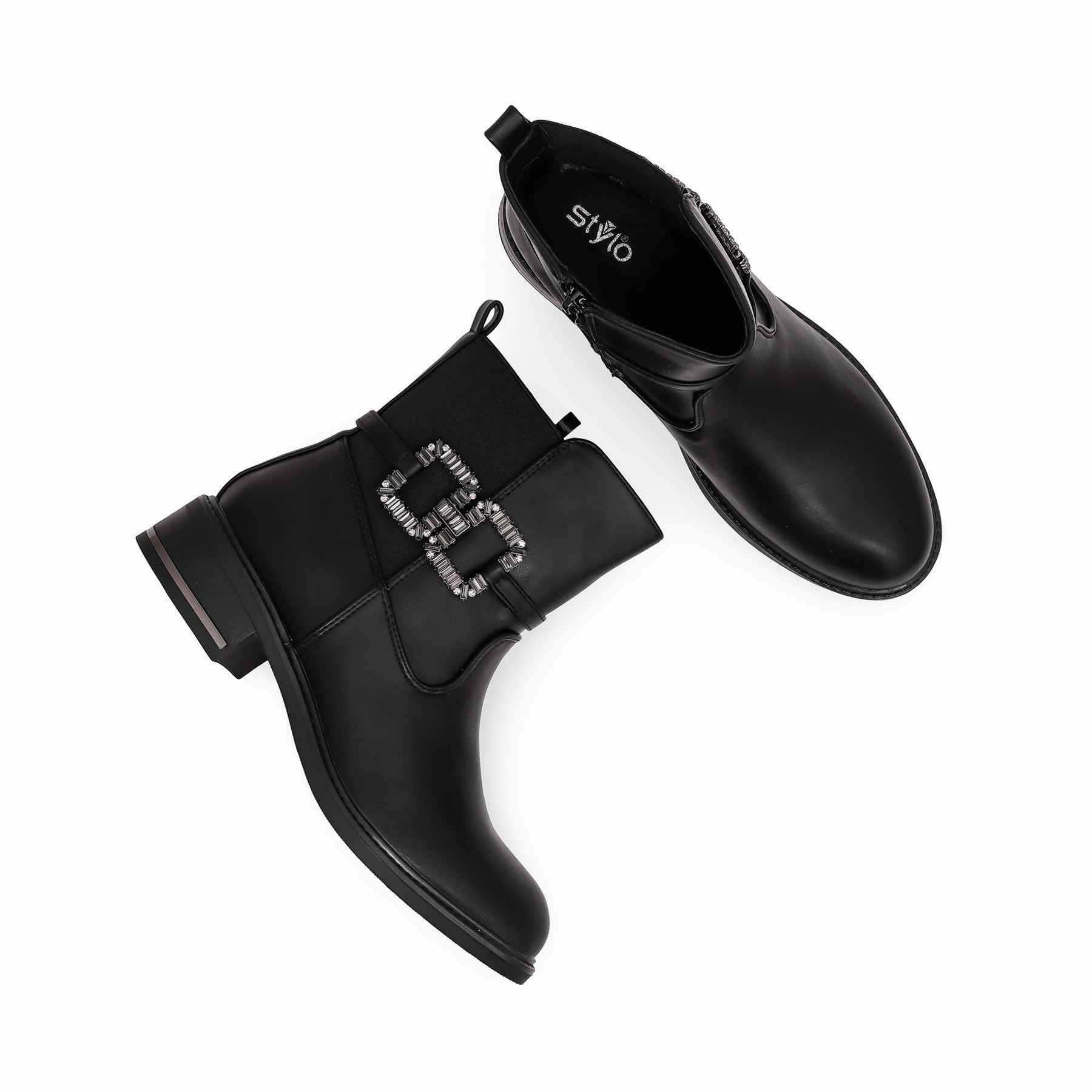 Black Women Long Shoes WN9016 Tiger Flat Shoes