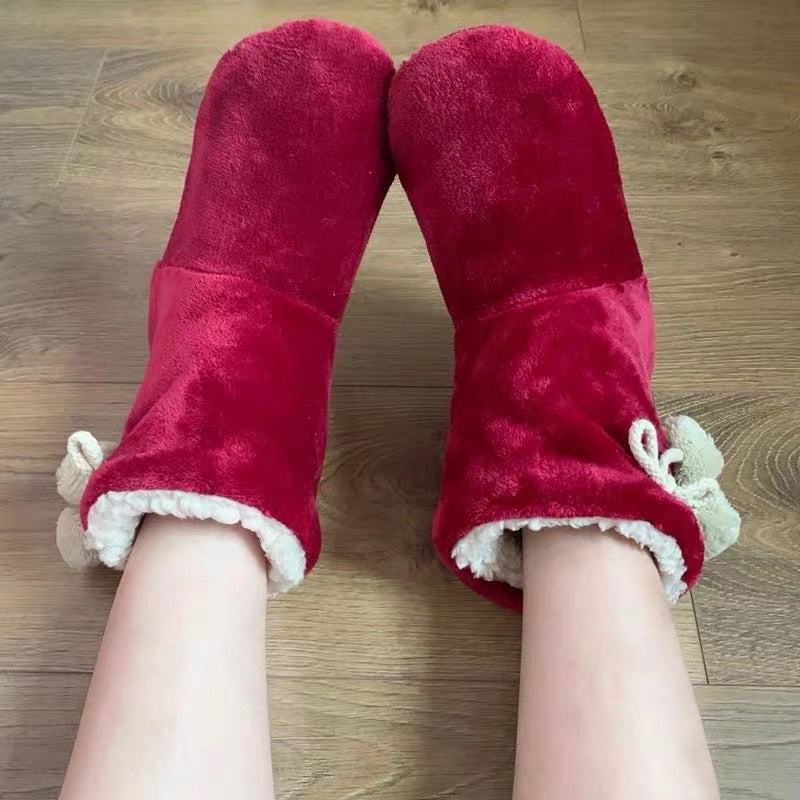 Tasmen Slippers Winter Slipper Boots Womens Fluffy Plush Bootie Slippers with Pom Poms