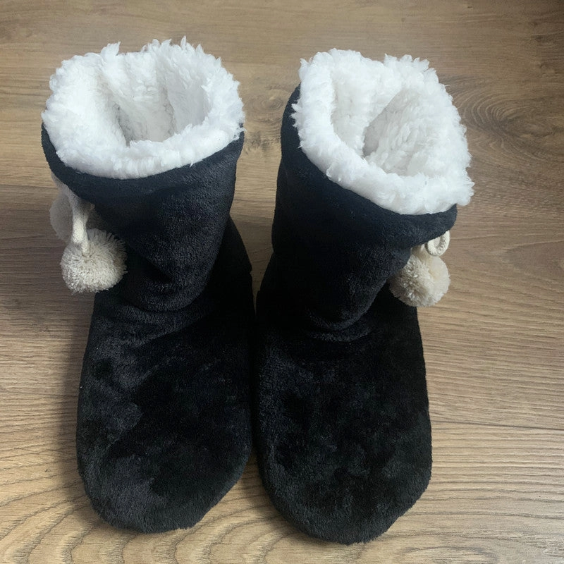 Slippers Meme Winter Slipper Boots Womens Fluffy Plush Bootie Slippers with Pom Poms