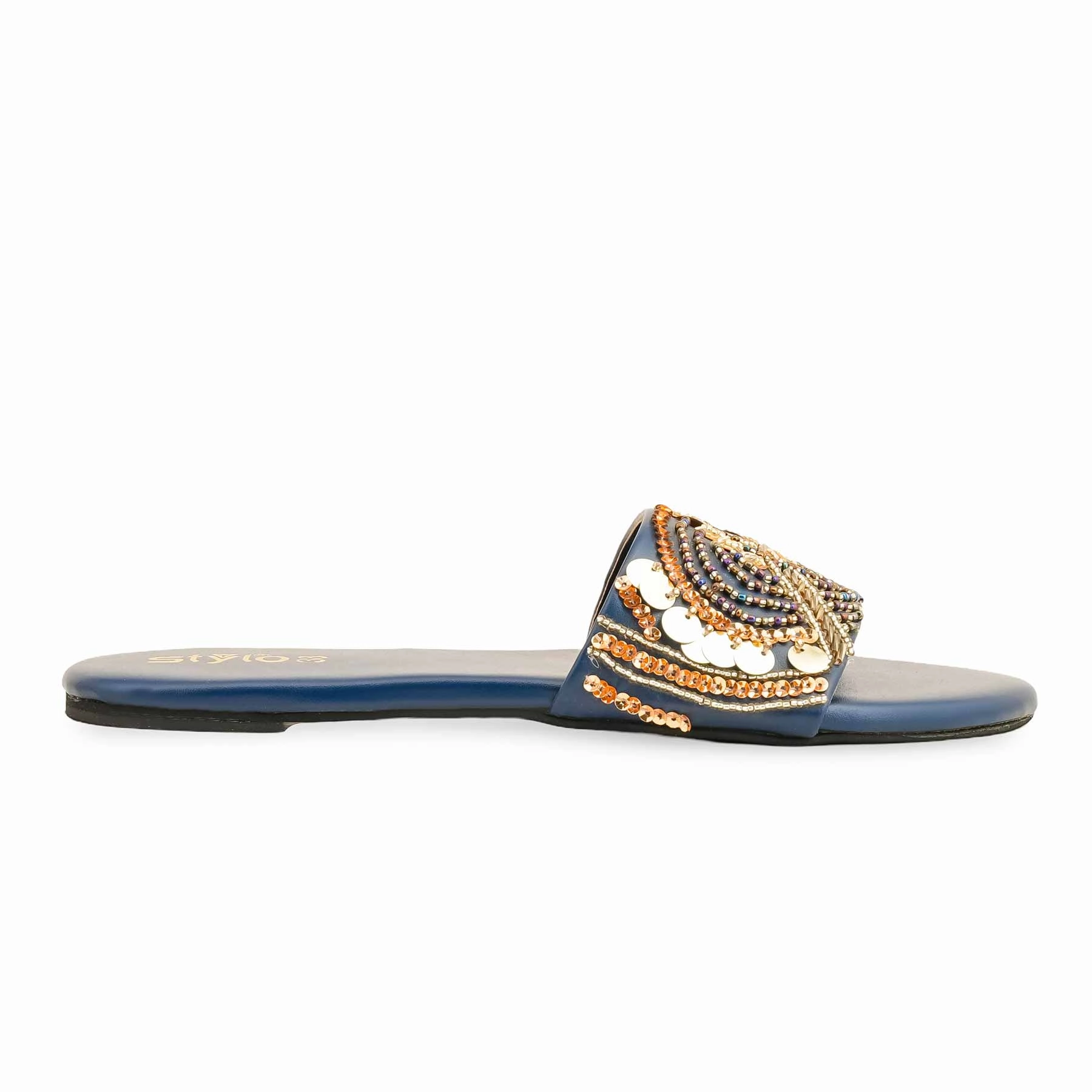 Blue Fancy Women Slipper EC0218 Leopard Slide