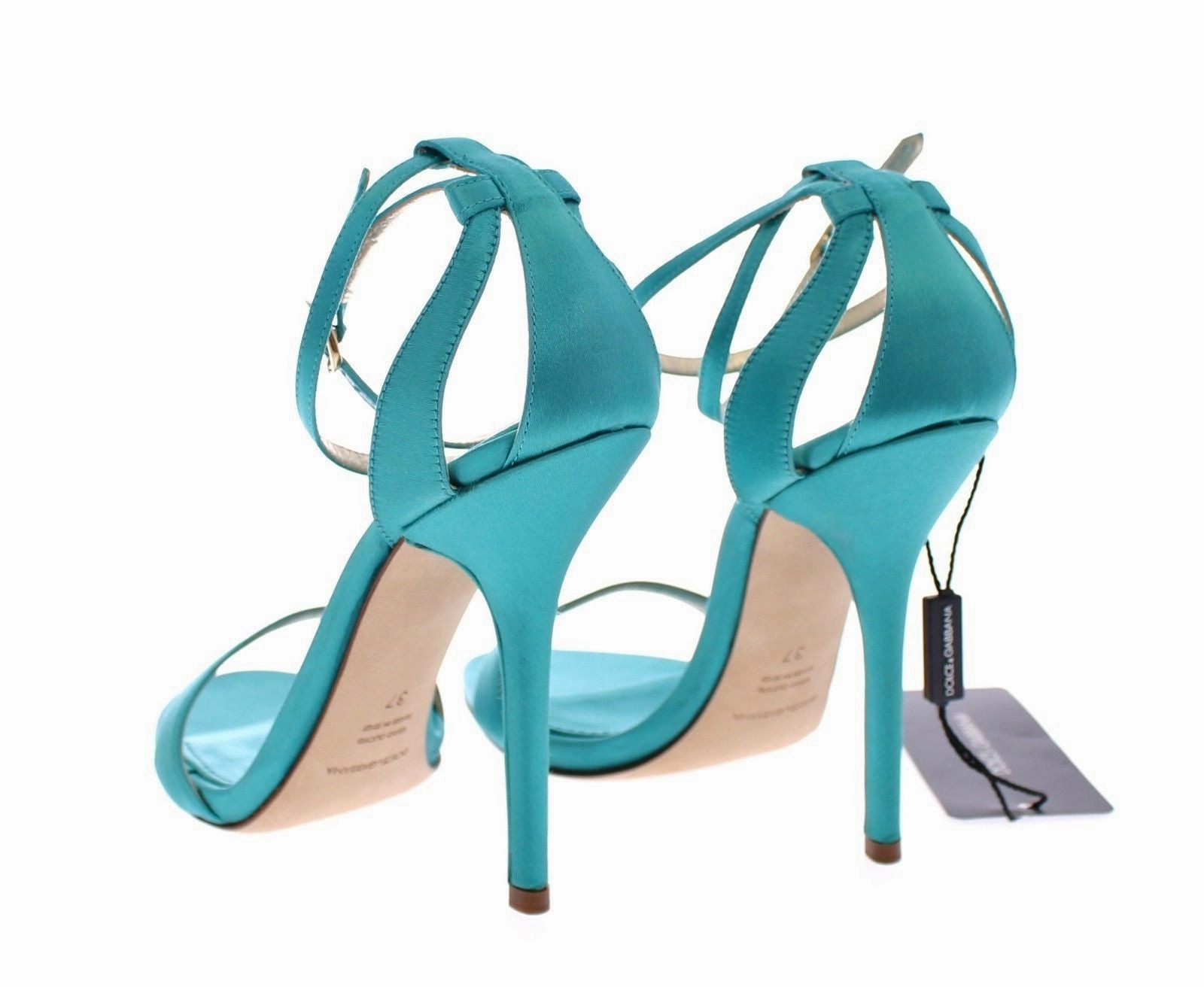 Platform High Heel Sandals Blue Silk Ankle Strap Sandals Heels Shoes