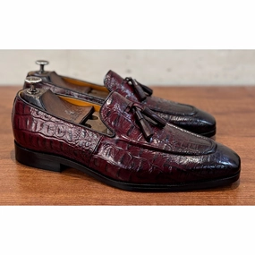 Bordo Croc Loafers / Tassel Loafers High Heels