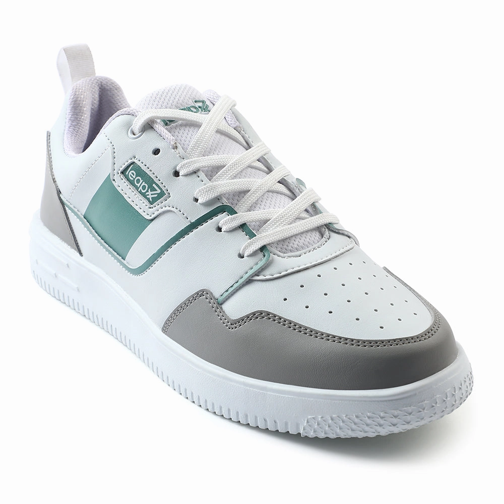 Leap7x Casual White Sneakers For Mens SNOOKIS-2 By Liberty 8053 Arc Crazy Horse Leather Platform Casual Shoes