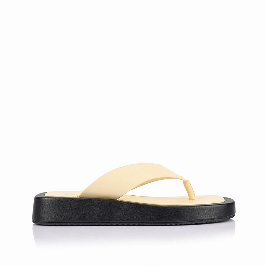 Bouncer II Flatform Thongs - Butter/Black Best Camping Flip Flops