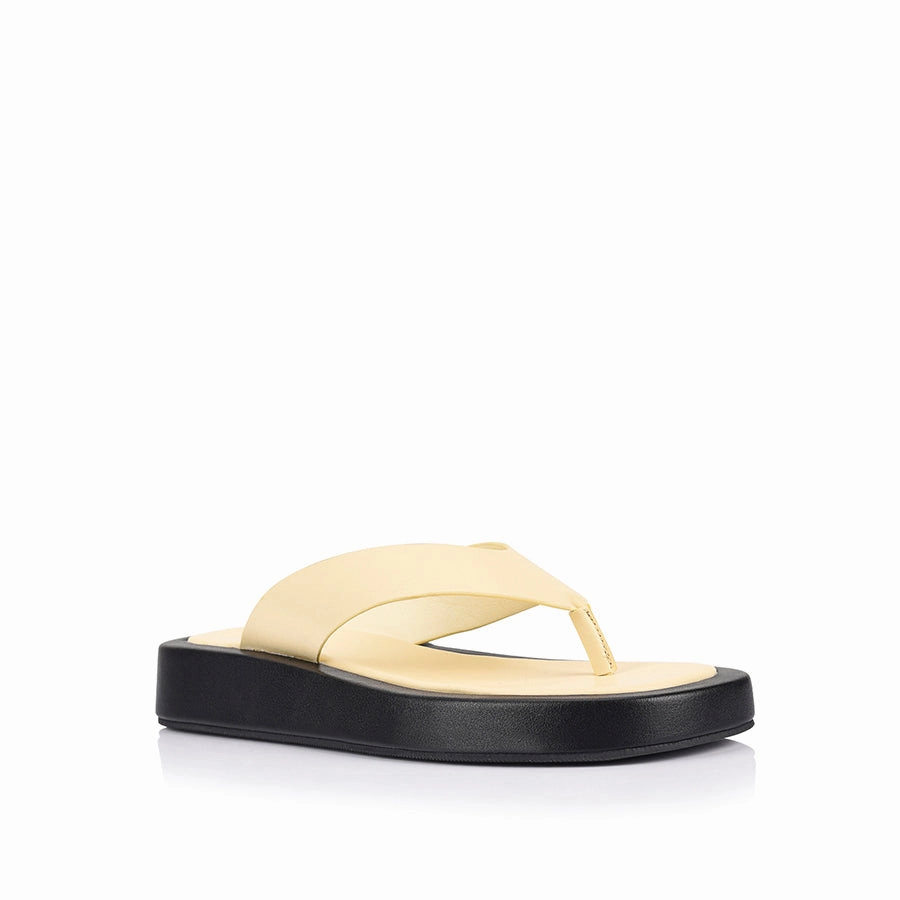 Bouncer II Flatform Thongs - Butter/Black Angels In Flip Flops