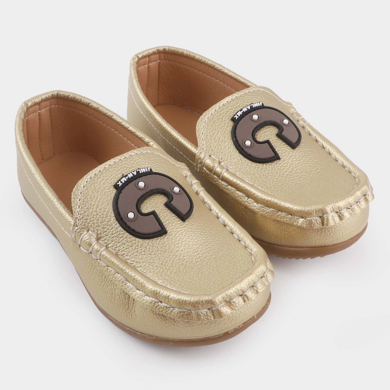 Boys Loafers R-208-BEIGE Chocolate Brushed Leather Loafers