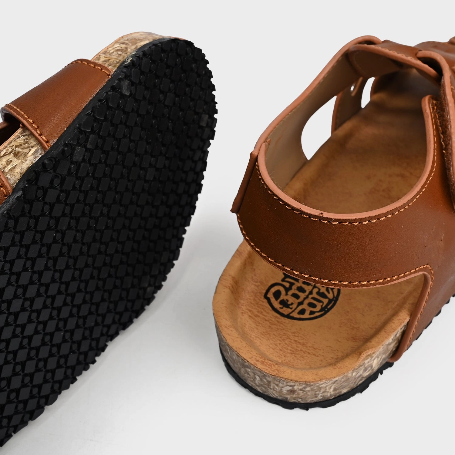 Boys Sandal PD-14-CAMEL Leather Block Heel Sandals