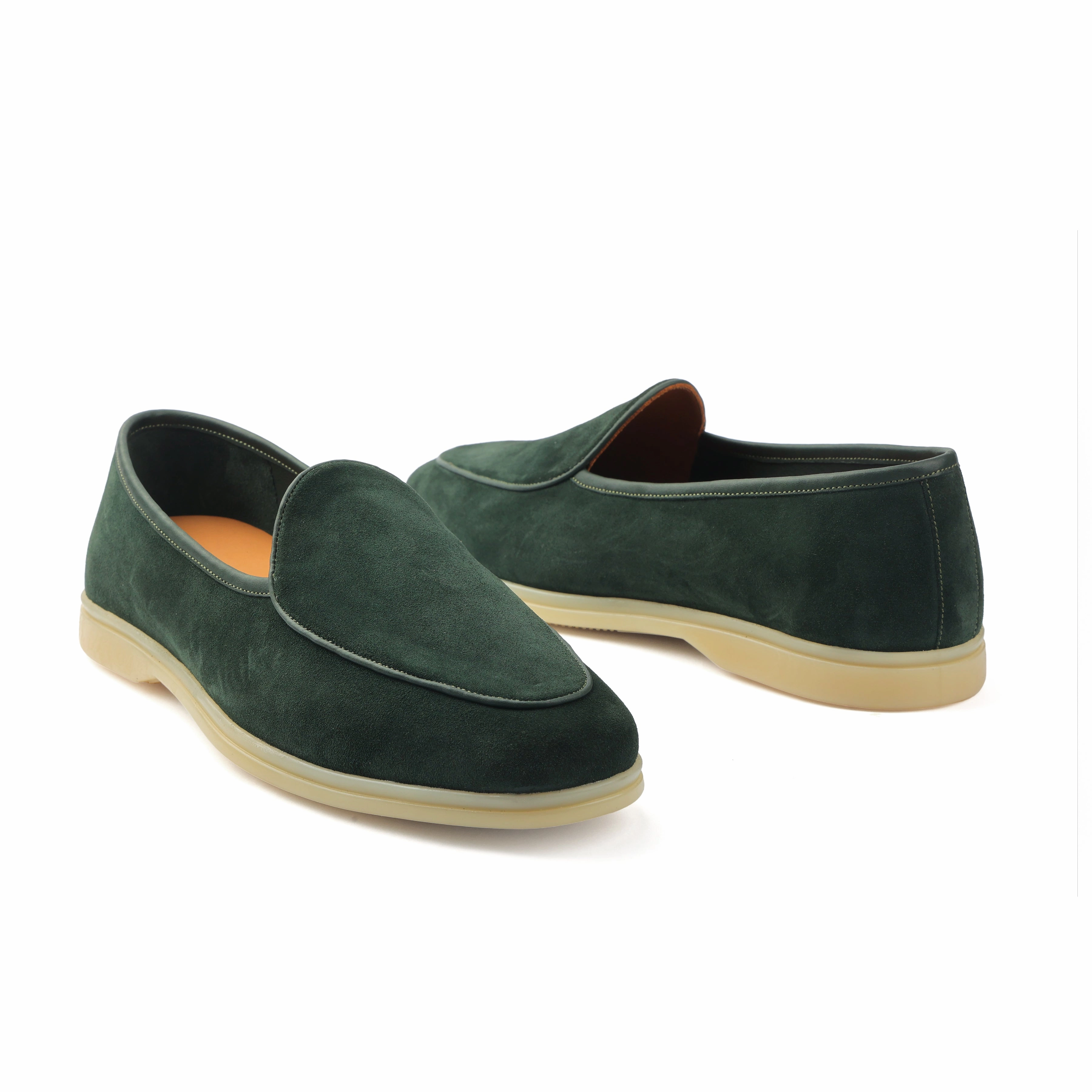 Water Shoes Loafers Lorenzo, Belgian Loafer - Castorino Suede Bottle Green | Unlined Flex Collection