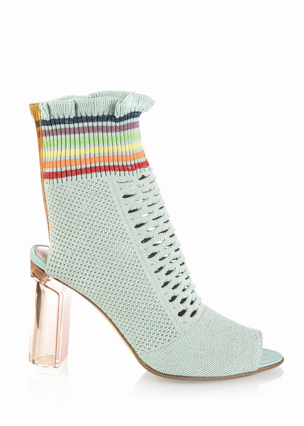 6740 Fiorangelo Shoes / Turquoise Heeled Metallic Sandals