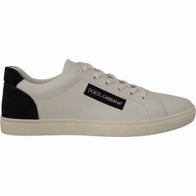Dolce & Gabbana White Black Leather Low Shoes Sneakers Margaritaville Sneakers