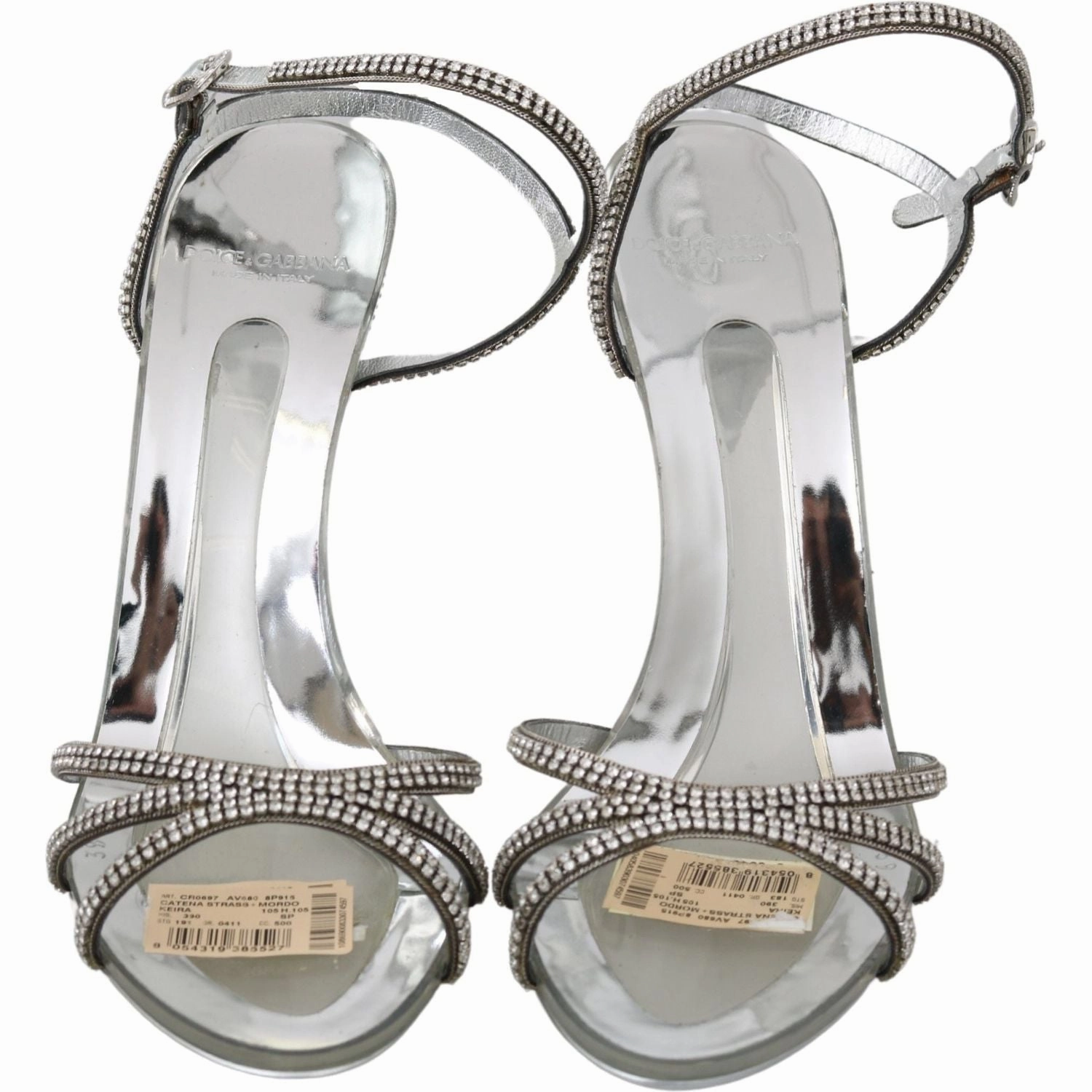 Dolce & Gabbana Silver Crystal Ankle Strap Sandals Shoes Sandals With Dress