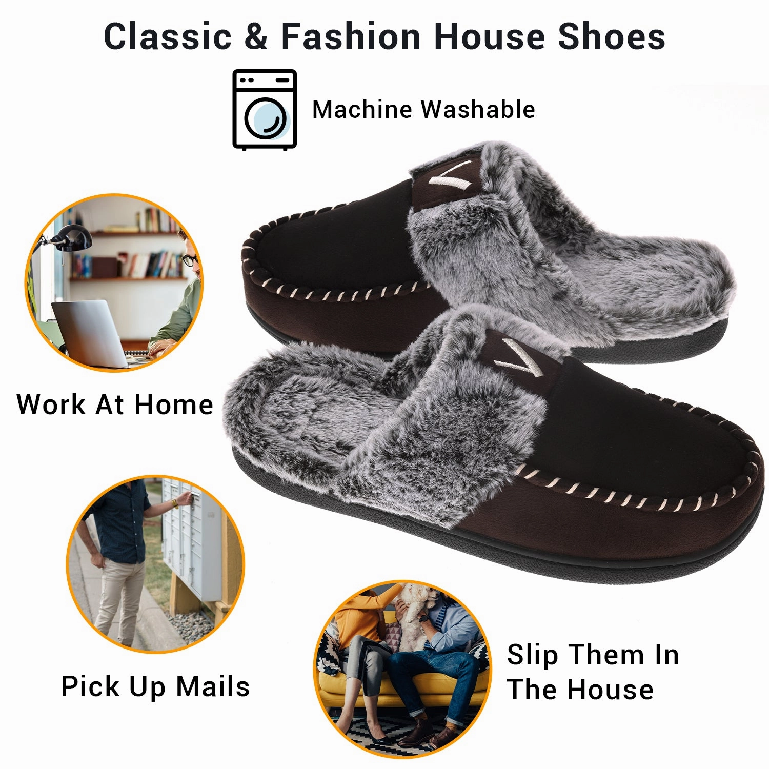 VONMAY Women's Comfy Fuzzy House Slipper Scuff Memory Foam Slip on Warm Moccasin Style Indoor Outdoor Night Slippers