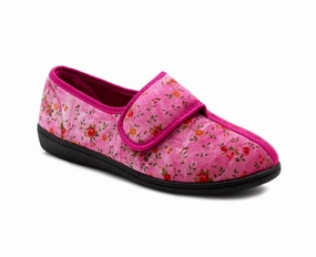 Womens Slippers Floral Wide Open Touch Fasten Ladies Diabetic Orthopaedic Velour House Shoes Slippers Prada Slippers