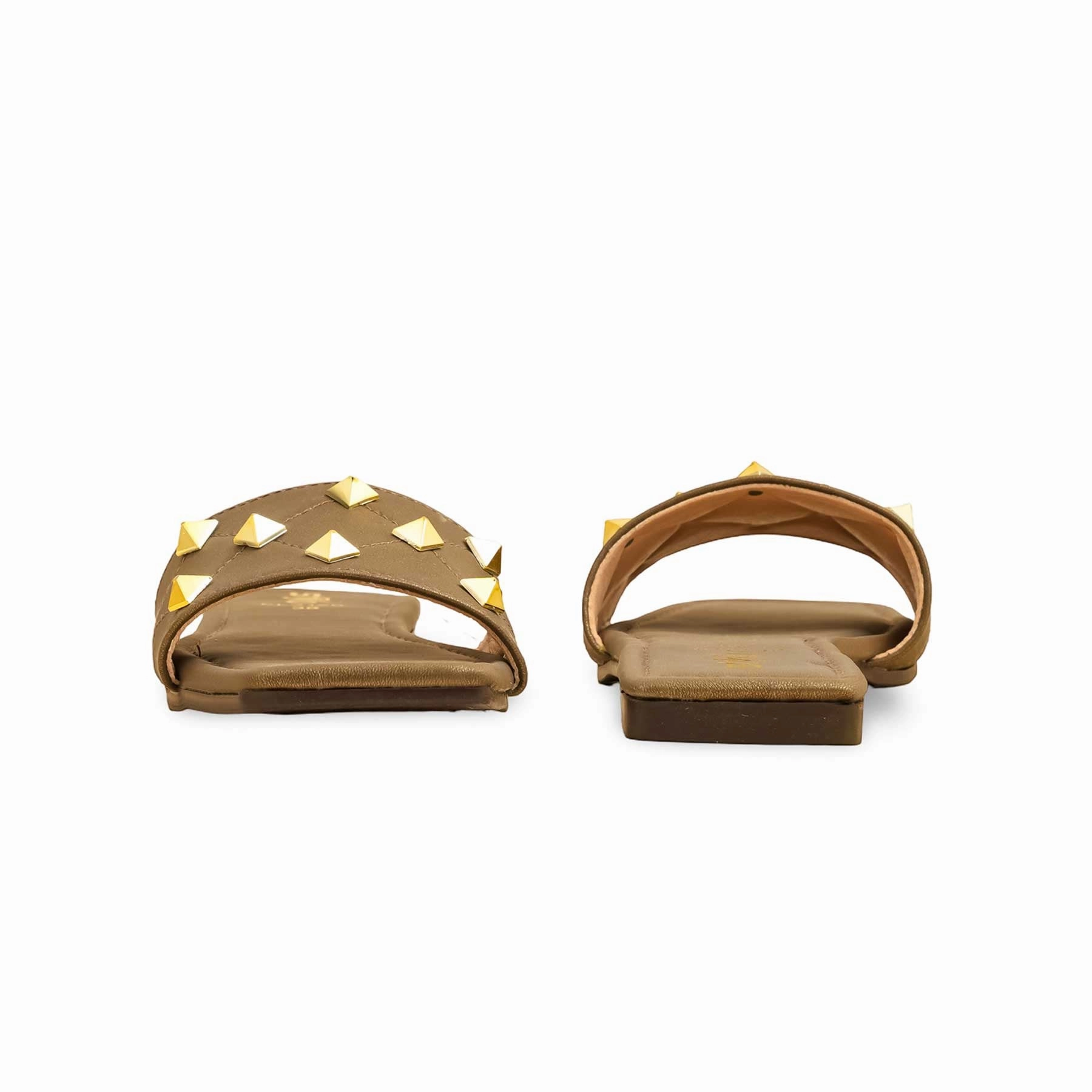 Bronze Casual Slipper CL2126 Slides With Rhinestones