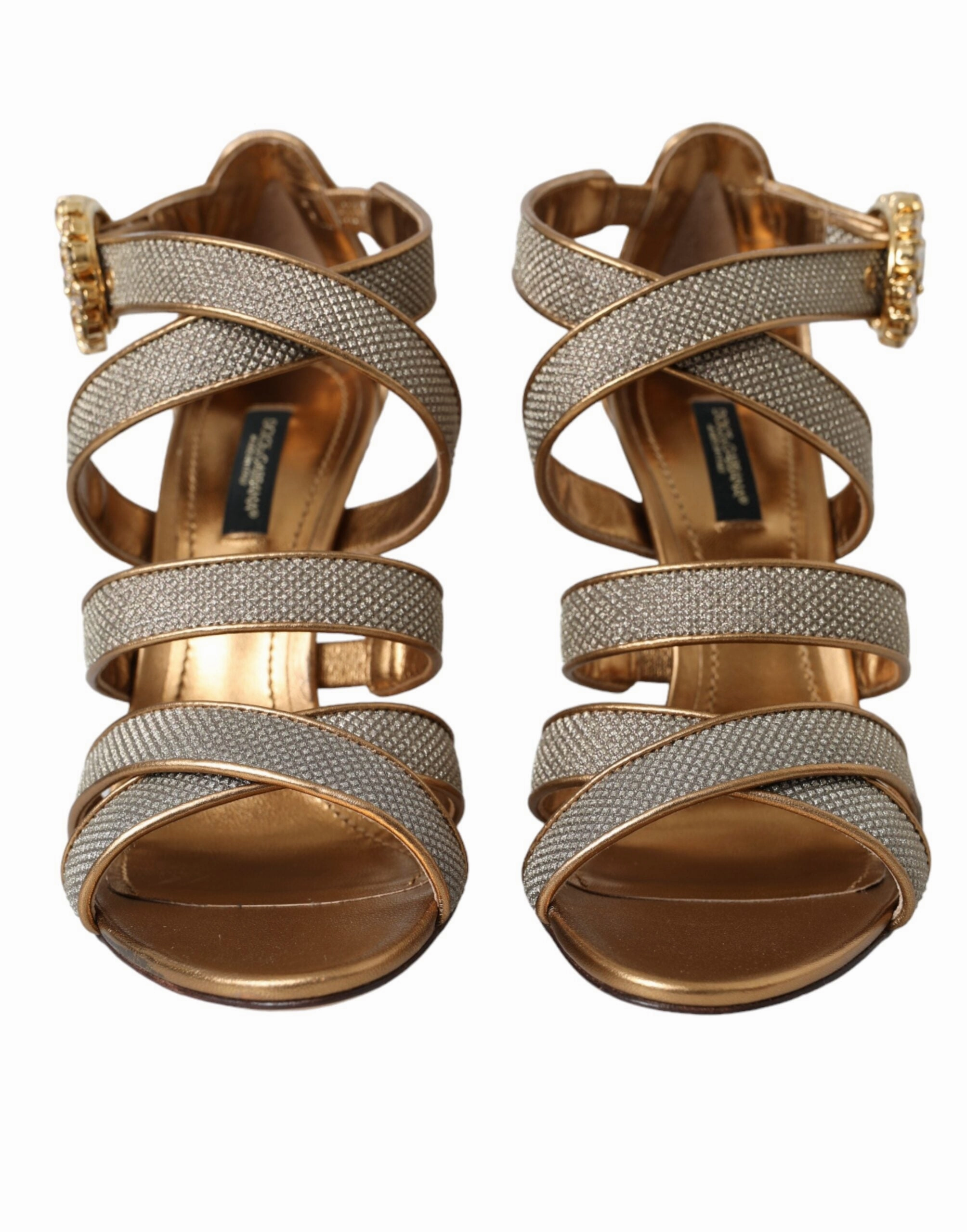 Bronze Crystal Strap Heels Sandals Shoes Pedi Sandals