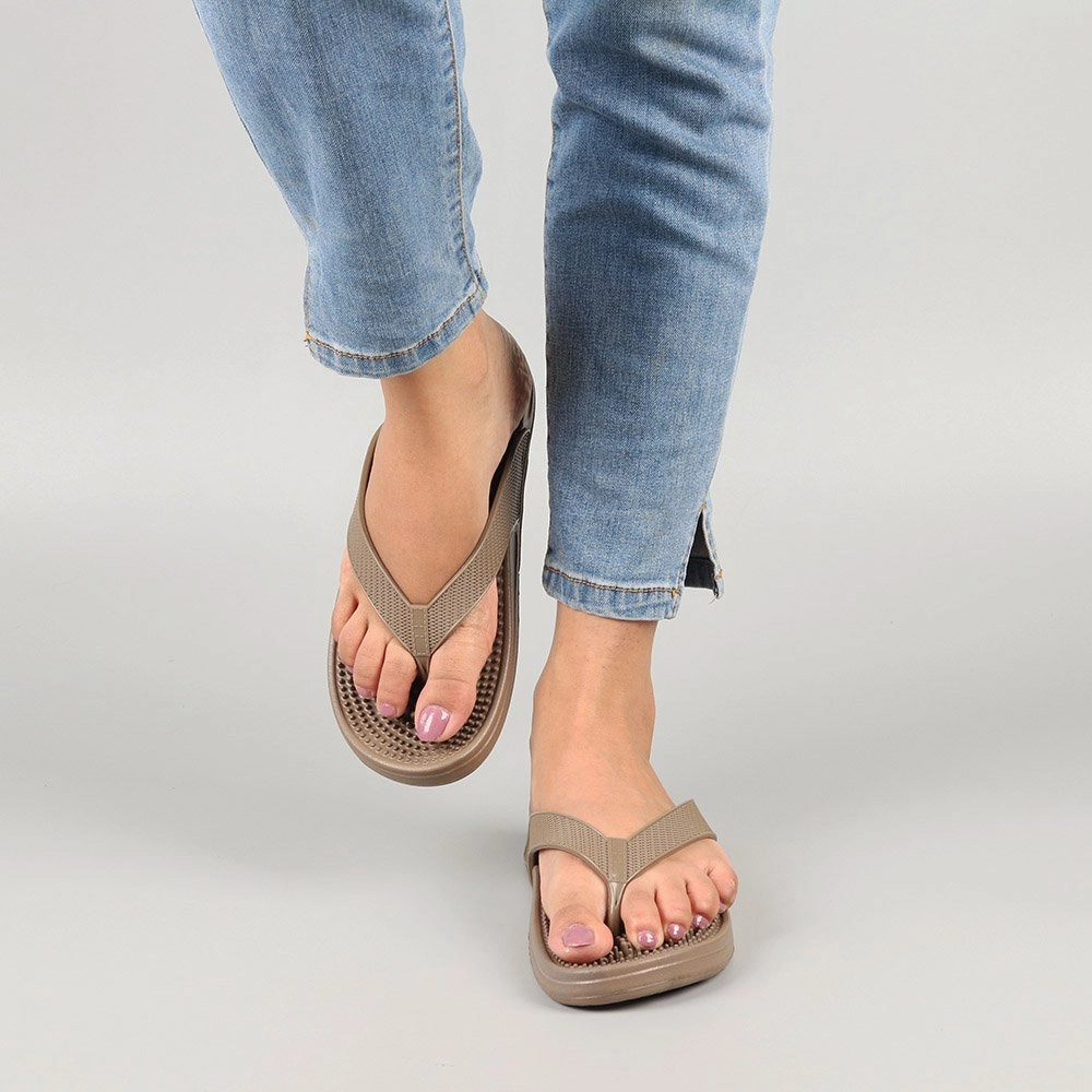 Flip Flops With Height Brown Accu Pressure Slippers