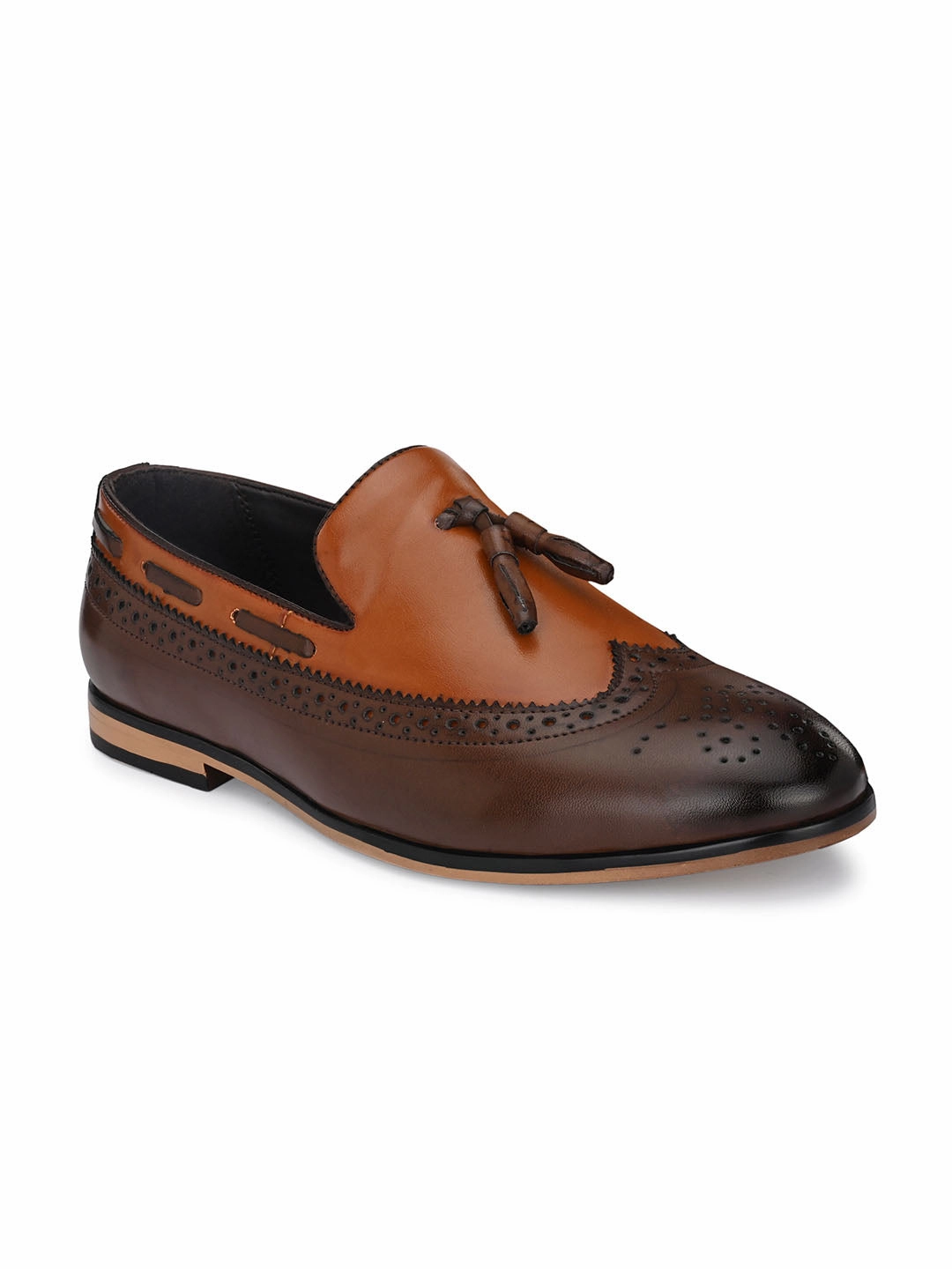 Brown Cap-Toe Tassel Loafers Platforms Loafers