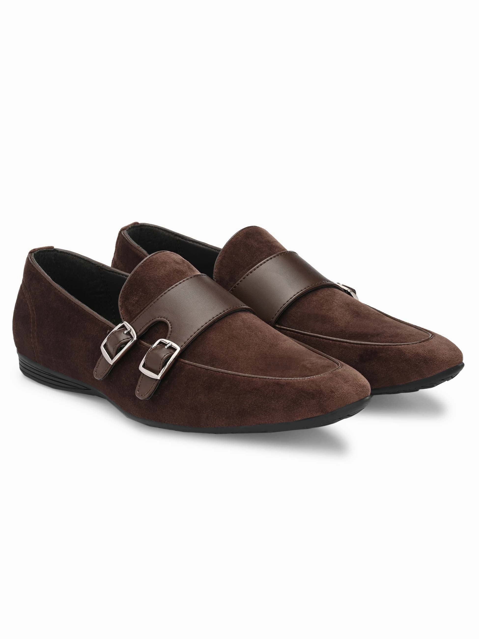 Ferragamo Shoes Loafers Brown Double Monk Leather Loafers