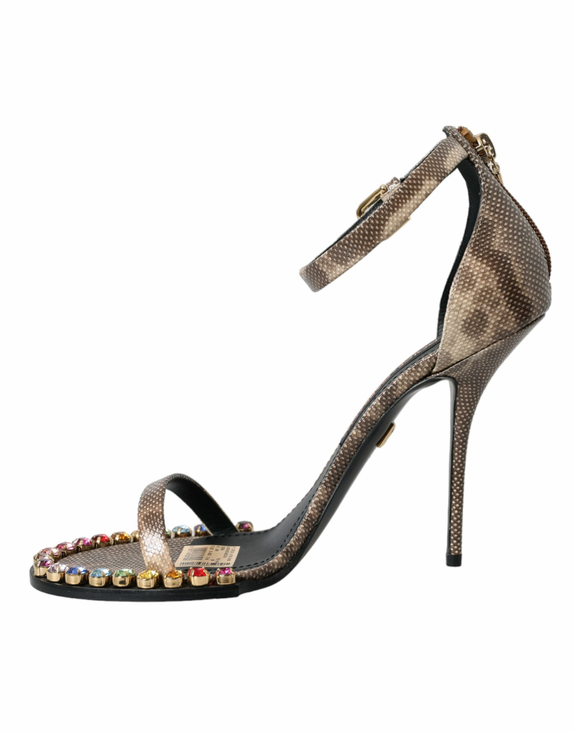 Clothing Sandals Brown Exotic Leather Crystal Sandals Shoes