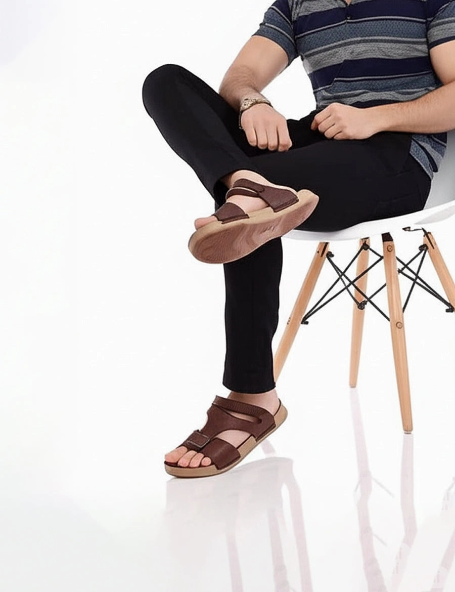 Brown Slipper for Men Fake Fur Slides