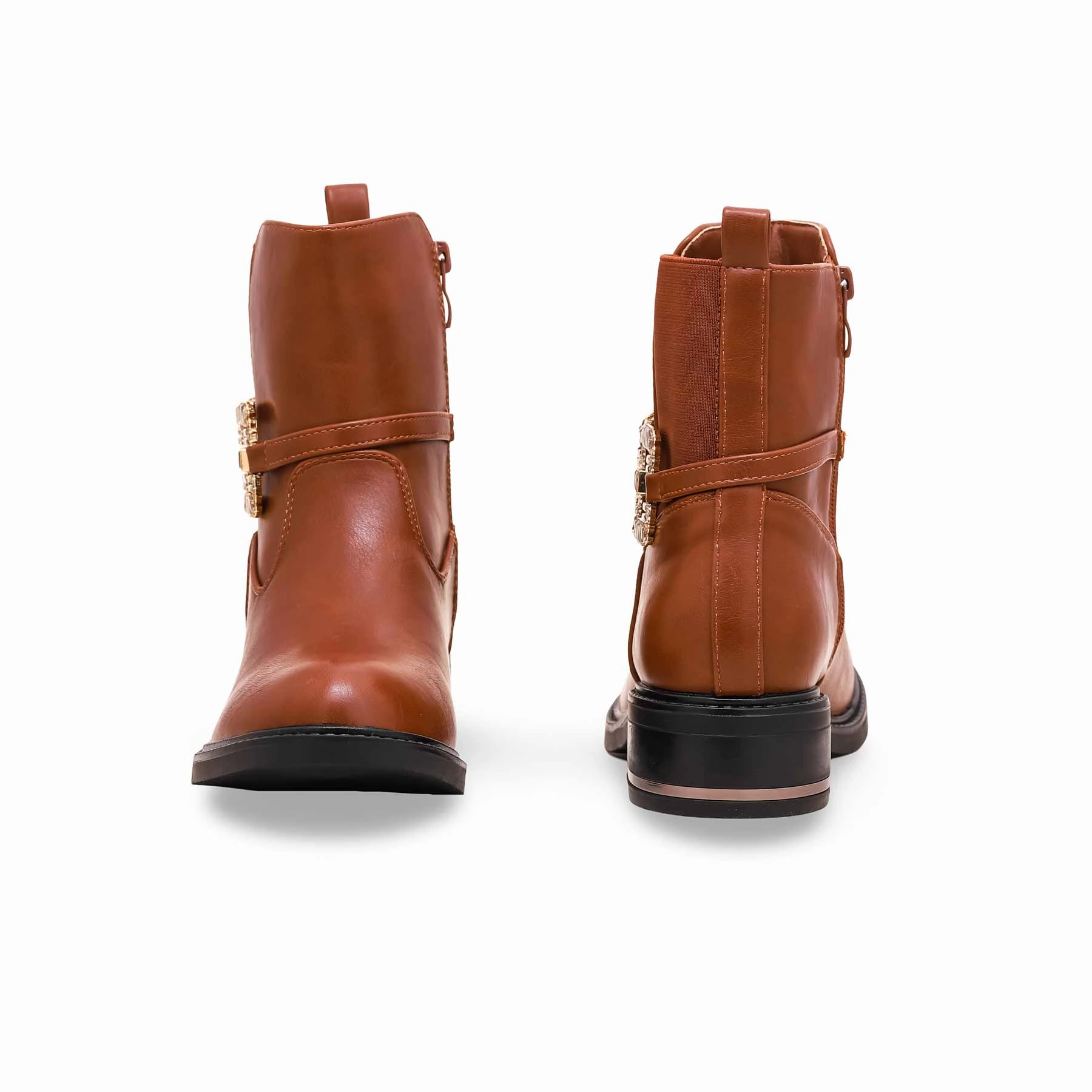 Brown Women Long Shoes WN9016 Perspex Flat Shoes