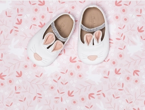 Flat Red Shoes Bunny Sleeper in White