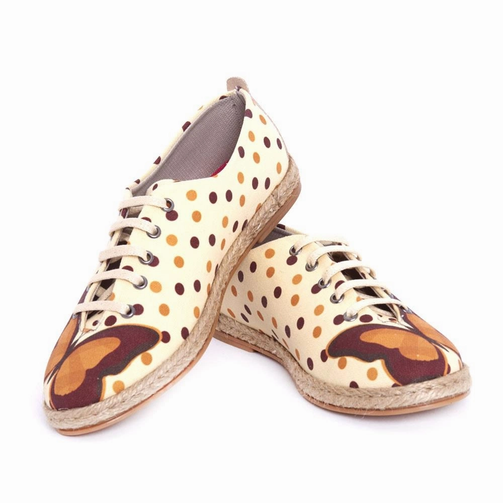 Flat High Heel Shoes Butterfly and Dots Ballerinas Shoes FBR1217
