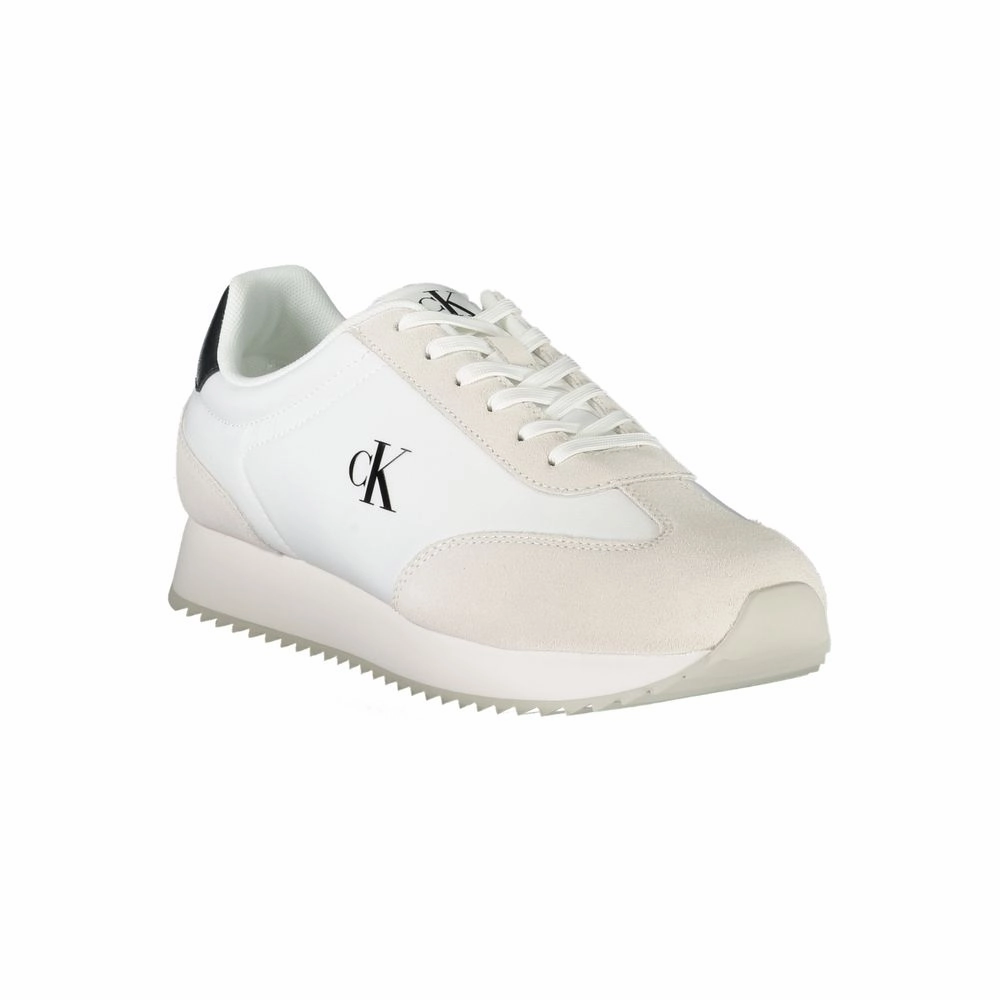 Calvin Klein White Leather Men Sneaker White Gum Sole Sneakers