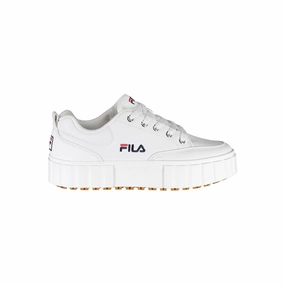 Fila Chic White Wedge Sneakers with Embroidered Detail Slide In Sneakers