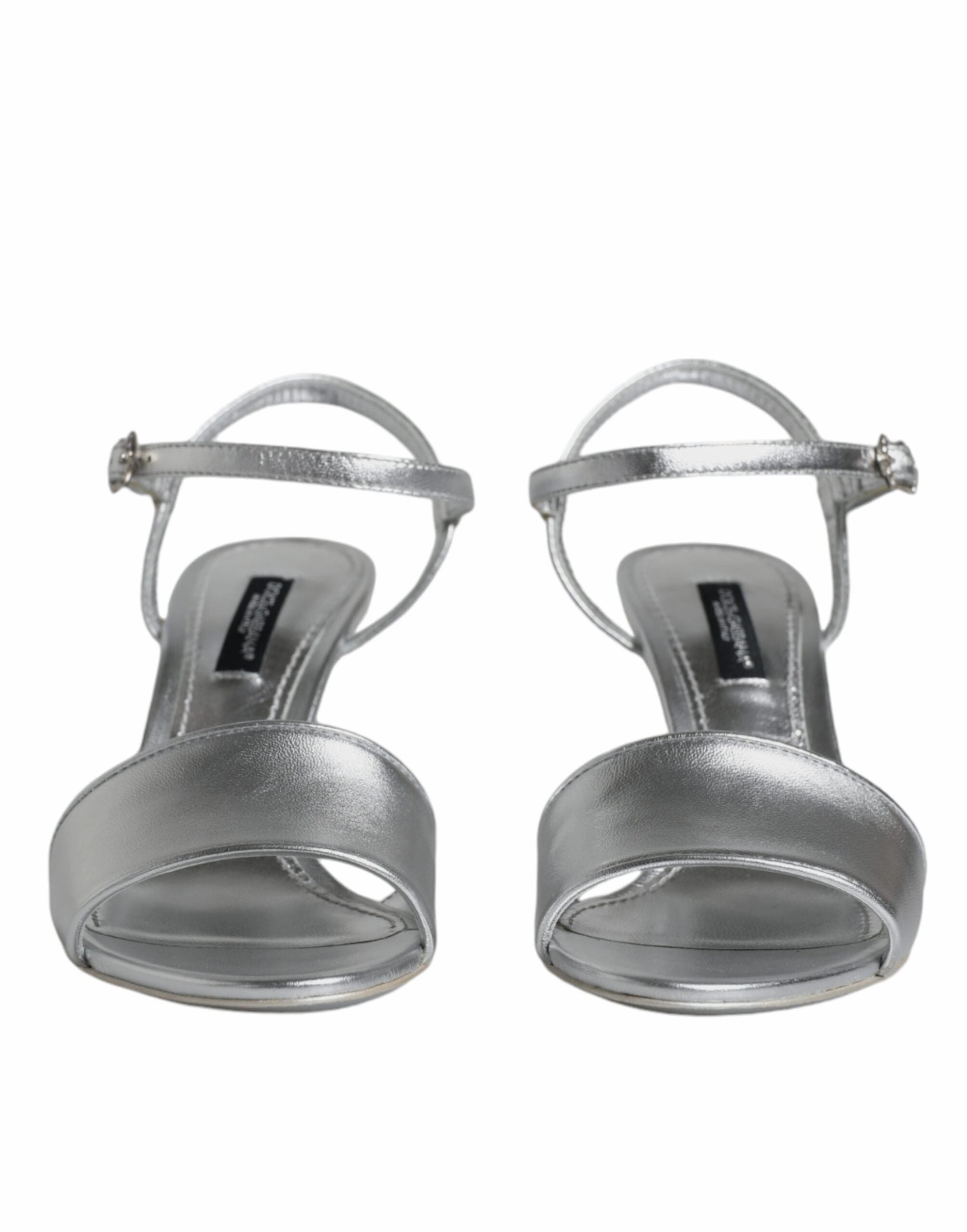 Silver KEIRA Heels Ankle Strap Sandals Shoes Porto Sandals Slides