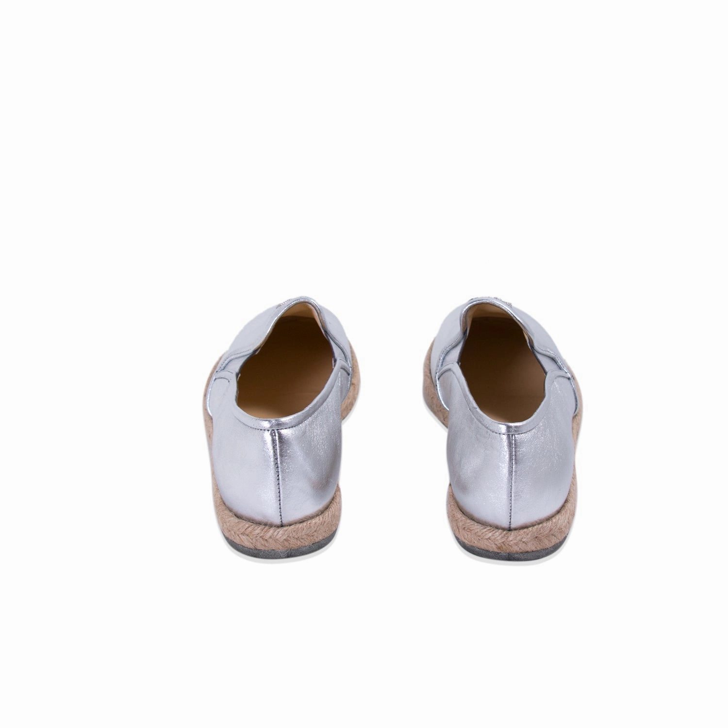 Loafers And Leather Jacket Chanel Silver Metallic Leather Espadrilles