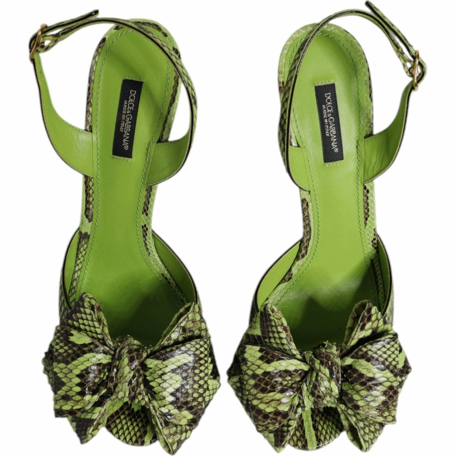 Cute Comfortable Sandals Dolce & Gabbana Green Python Leather Heels Sandals Shoes